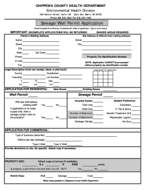 Well Permit Application Chippewa County Health Department  Form