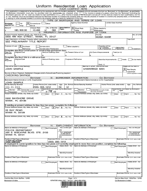 Uniform Residential Loan Application Sample