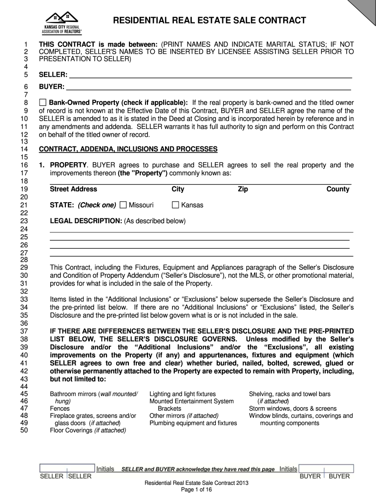 Blank Real Estate Contract Kansas  Form
