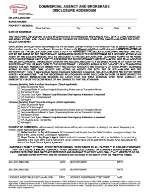 Commercial Agency and Brokerage Disclosure Addendum KCRAR  Form