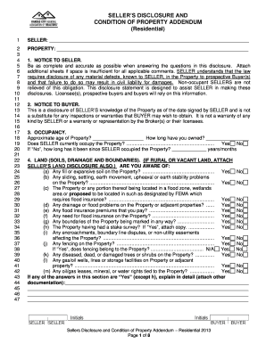 Sellers Disclosure KCRAR  Form