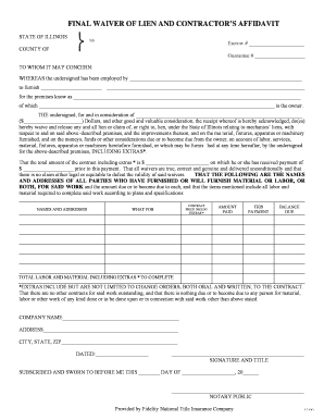 Final Waiver and Affidavit Fidelity National Title  Form