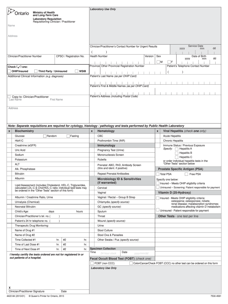 Lab Requisition Form PDF