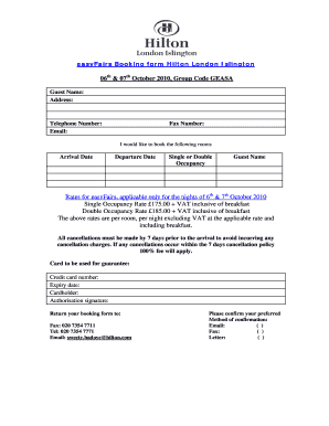 Hilton Hotel Booking Form EasyFairs