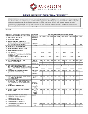 Weekly Fire Pump Test Form