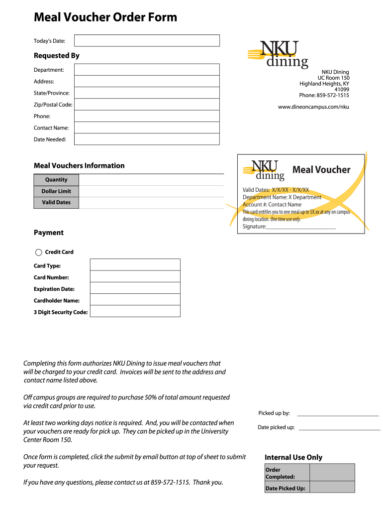 Meal Voucher Request Form  DineOnCampus Com