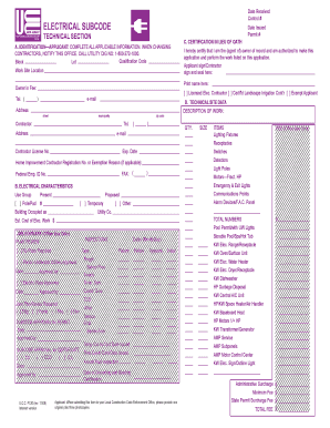 Electrical Subcode Form