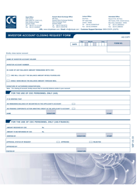 Account Closing Form FH10 Central Depository Company of