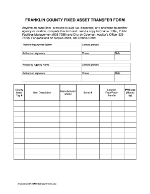  Fixed Assets Transfer Form 2006