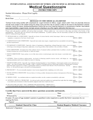 IANTD Student Medical Form DOC