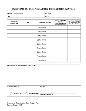Comp Time Form Template