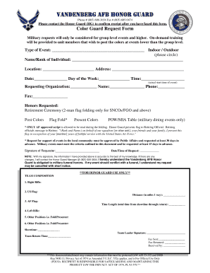 Color Guard Request Form 30FSS