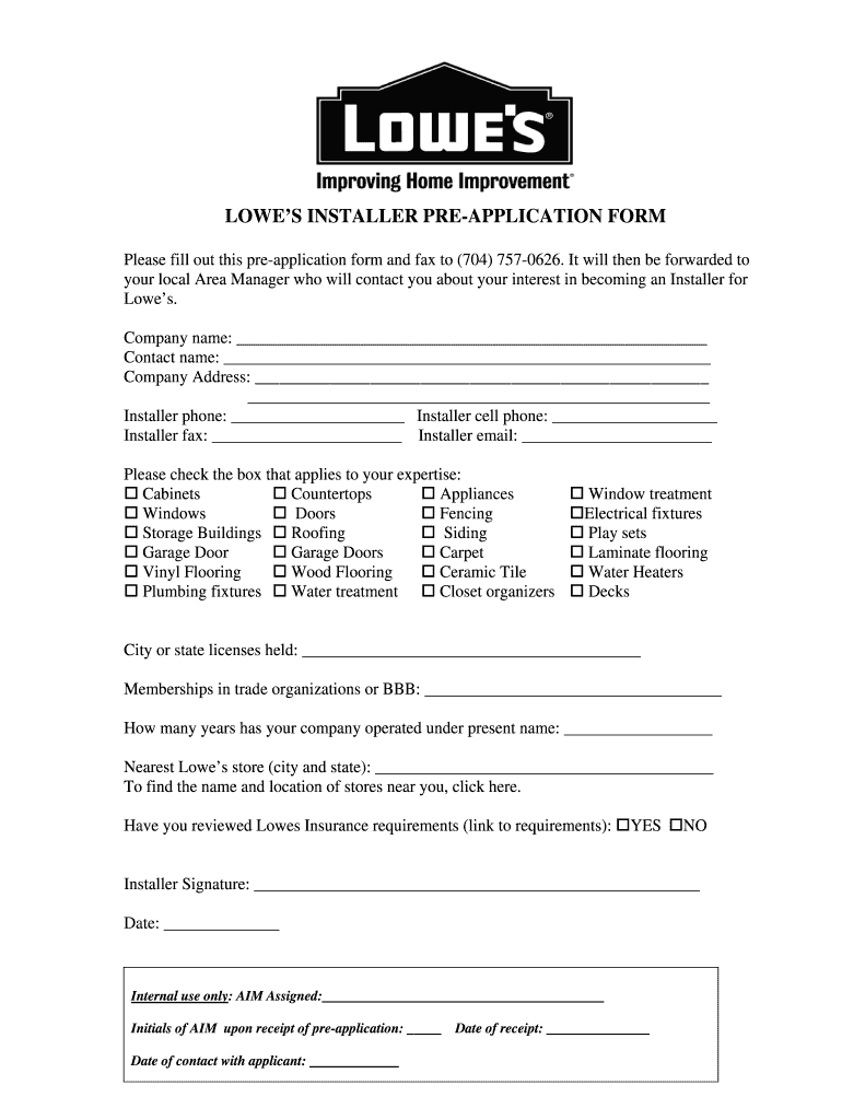 Lowes Application PDF  Form
