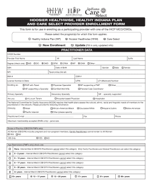 MCE Provider Enrollment Form Indiana Medicaid