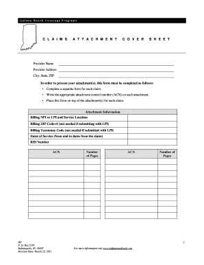 Claims Attachment Cover Sheet Indianamedicaid Com  Form