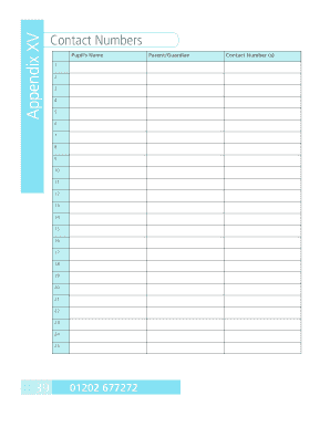 Parent Contact Log PDF  Form