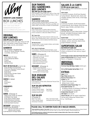 Dlm Sandwich Menu  Form