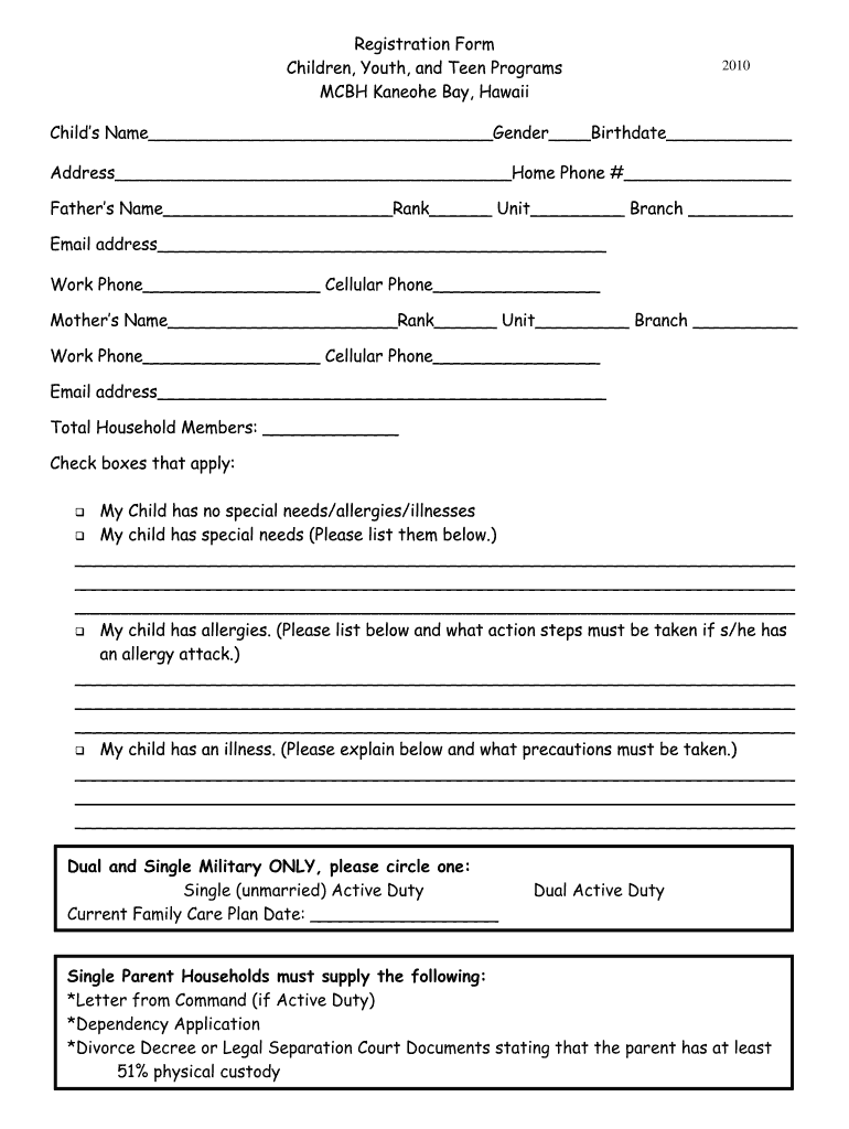 Get and Sign Youth Registration Form 2010-2022
