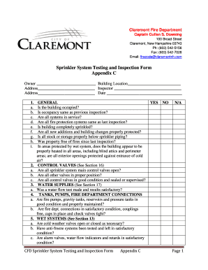 Sprinkler System Testing and Inspection Form Appendix C