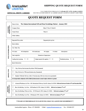 Freight Quote Request Template  Form