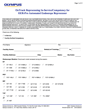 Olympus on Track Reprocessing Competency  Form