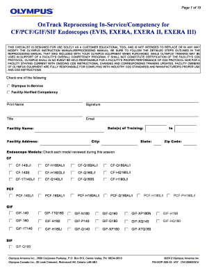 CFPCFGIFSIF Endoscopes EVIS, EXERA, EXERA II, EXERA III  Form