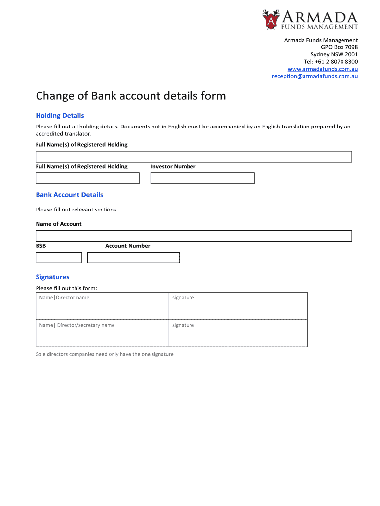 Bank Details Form