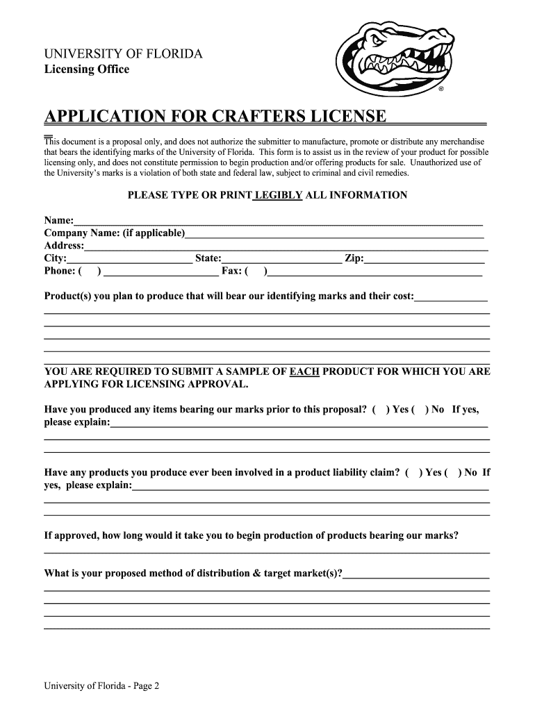 Crafters Application PDF GatorZone Com  Form