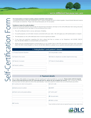 Alc Self Certification Form