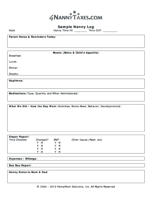 Nanny Log  Form