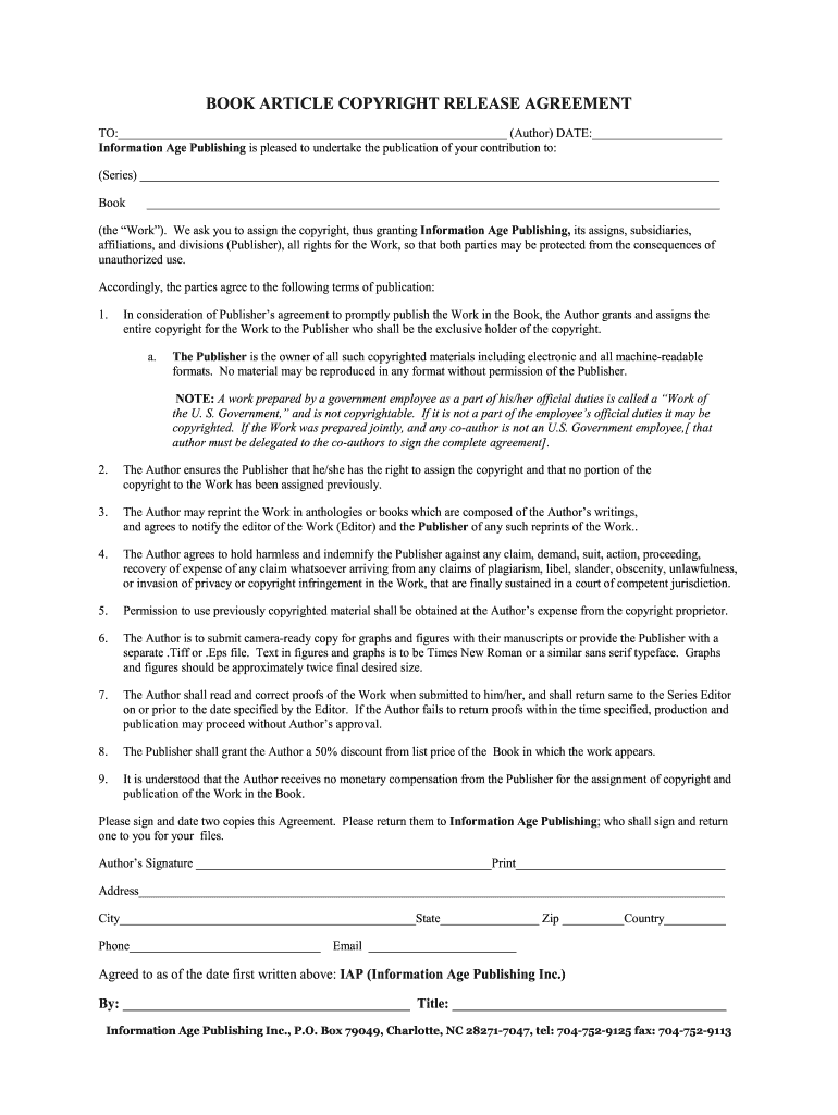 Author Release Form Template