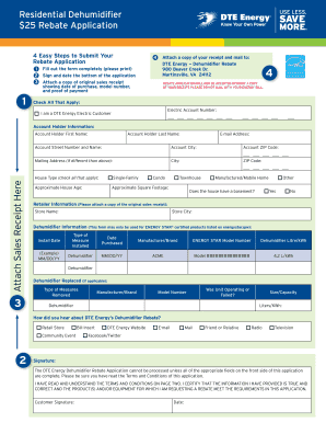 Dte Dehumidifier Rebate  Form