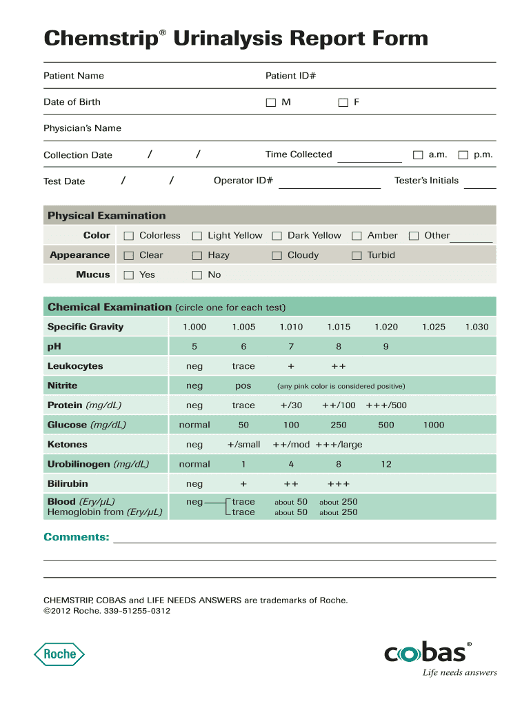 Get and Sign Chemstrip Urinalysis Report Form