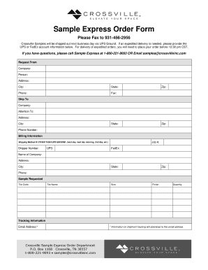 Sample Express Order Form Crossville Inc