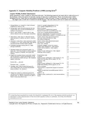 Amputee Mobility Predictor Amputee Prosthetic Clinic  Form