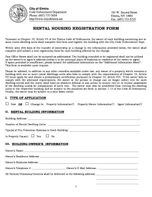 RENTAL HOUSING REGISTRATION FORM the City of Elmira Cityofelmira