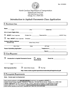 Ncdot Intro to Asphalt Cert List Form