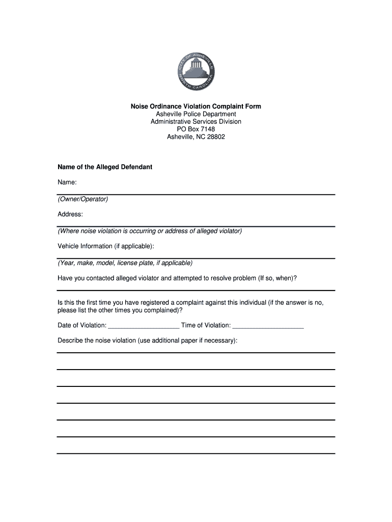 Noise Complaint  Form