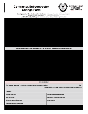 City of Raleigh Change of Contractor Form