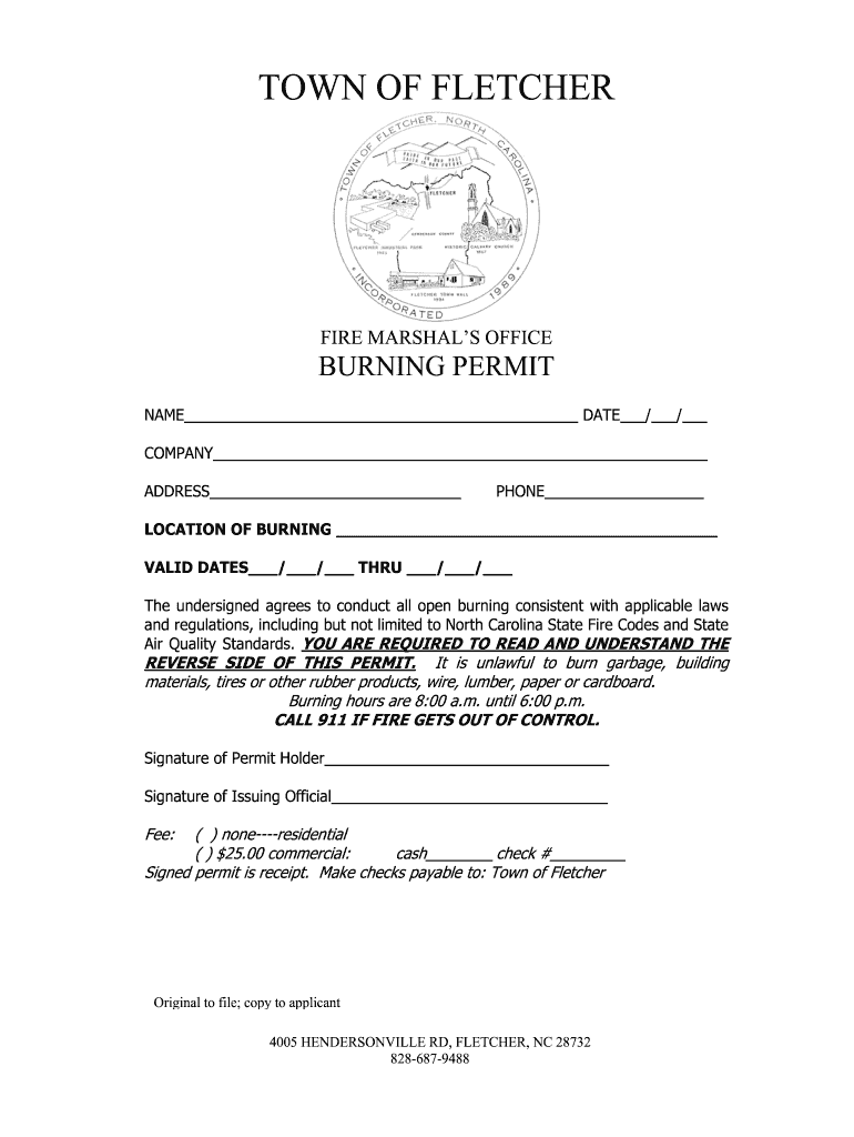 Burning Permit  Form