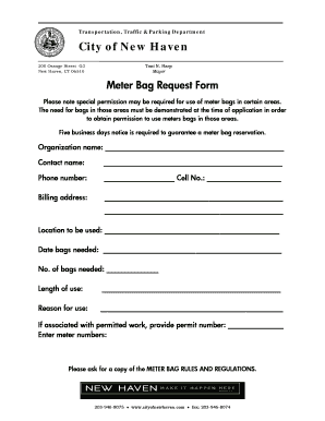  Meter Bag Request Form City of New Haven 2014-2024