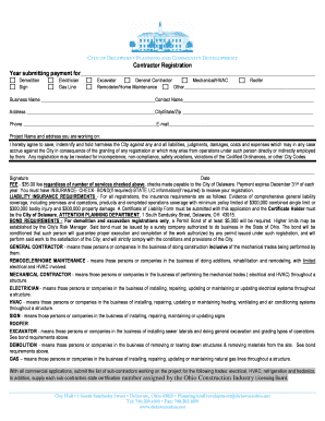 City of Delaware Ohio Contractor Registration Form