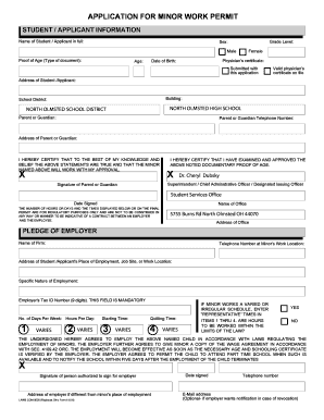 Work Permit 1 of 2 North Olmsted City Schools  Form