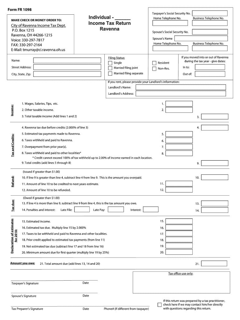 Ravenna City Tax Form