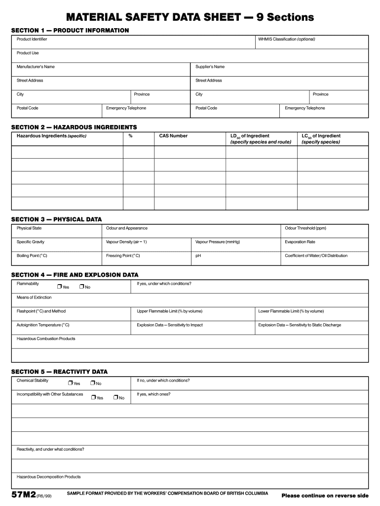 Blank Sds Form