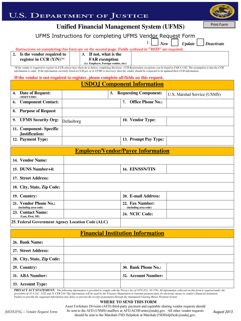 Ufms Vendor Request Form