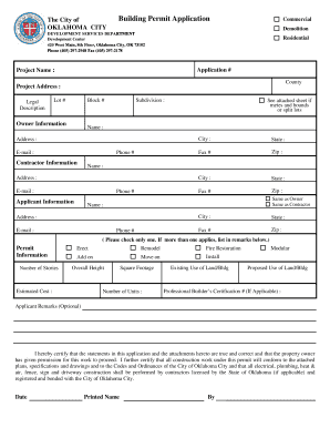 Okc Building Permit Application  Form