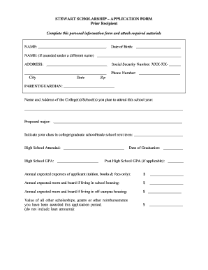 Wayne Stewart Scholarship Form