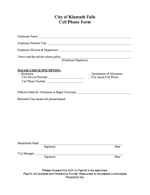Printable Cell Phone Policy  Form