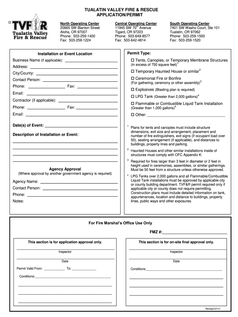 Tent Permit BApplicationb City of Sherwood Oregon 2011